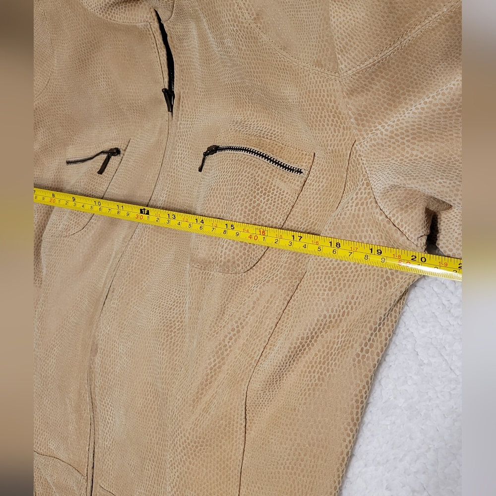 Leather Jacket Alfani Tan Large Leather Zip Up Front - Picture 9 of 13